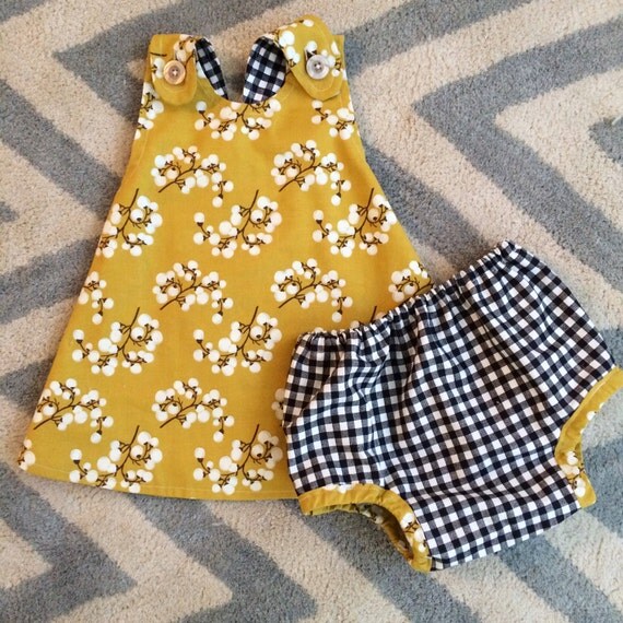 Yellow Baby Dress Checker Baby Dress Yellow by TheDandelionLane