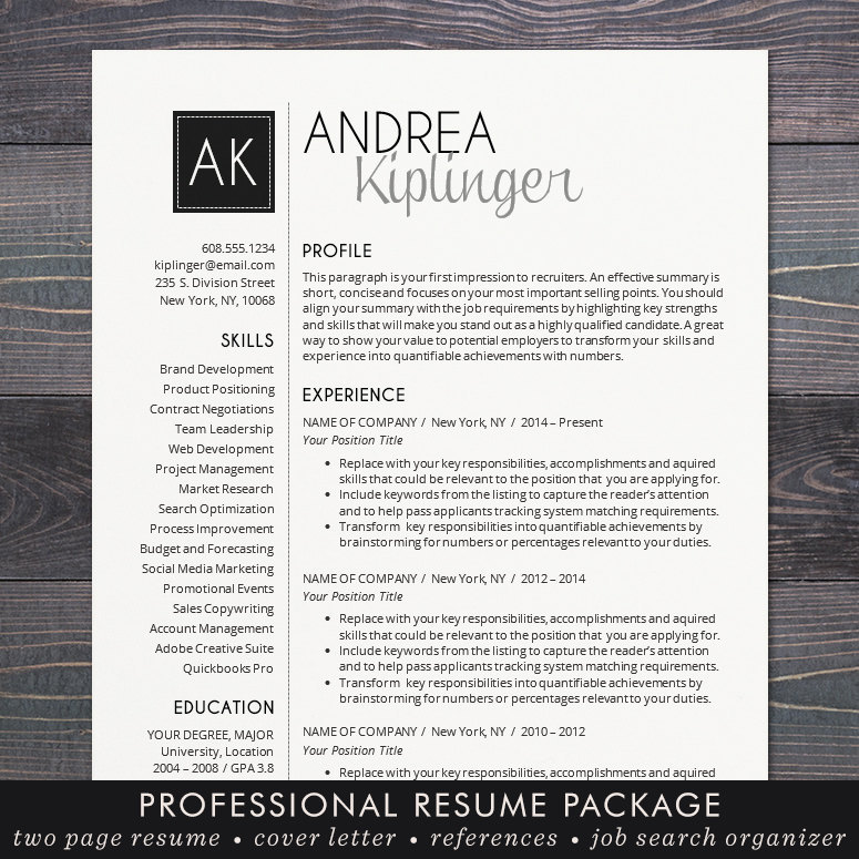 resume template cv template word for mac or pc