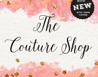 Premade etsy shop set Etsy shop banners Etsy Kit Pink Watercolour shop cover Custom Banners Premade Marketing Kit Confetti banner
