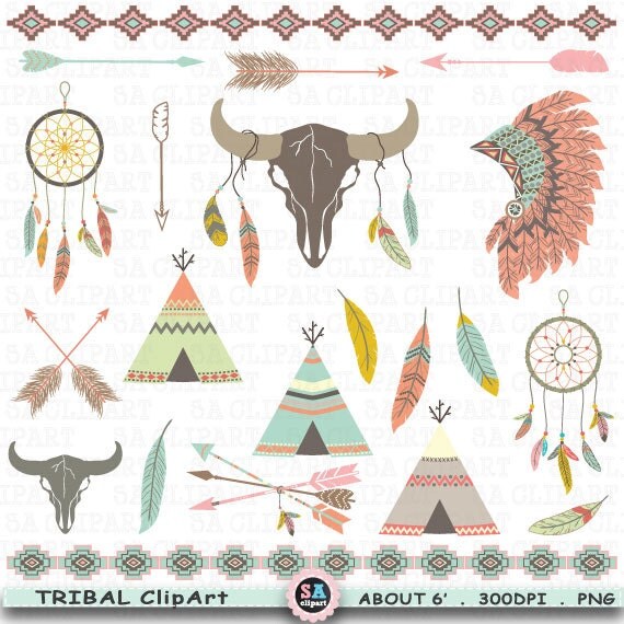 Tribal ClipArt TRIBAL INDIAN clip art.Dream