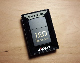 Engraved Matte Black Zippo Lighter - Personalized Zippo - Engraved Zippo - Authentic Zippo - Gifts for Men - Groomsmen Gifts - Custom