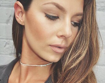 Rhinestone Choker Necklace , Diamond Choker, Small Delicate Choker Necklace, BEST SELLER