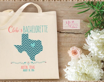 Chevron State Custom Bachelorette Tote Bag - Bachelorette Destination Tote