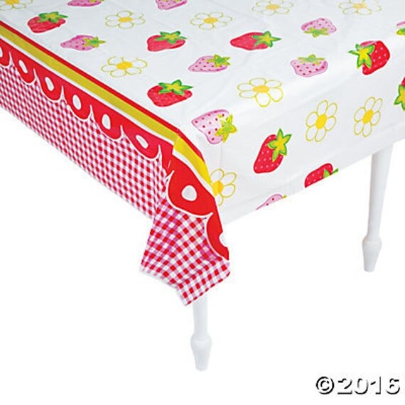 Sweet Strawberry Birthday Tablecloth /Strawberry Shortcake