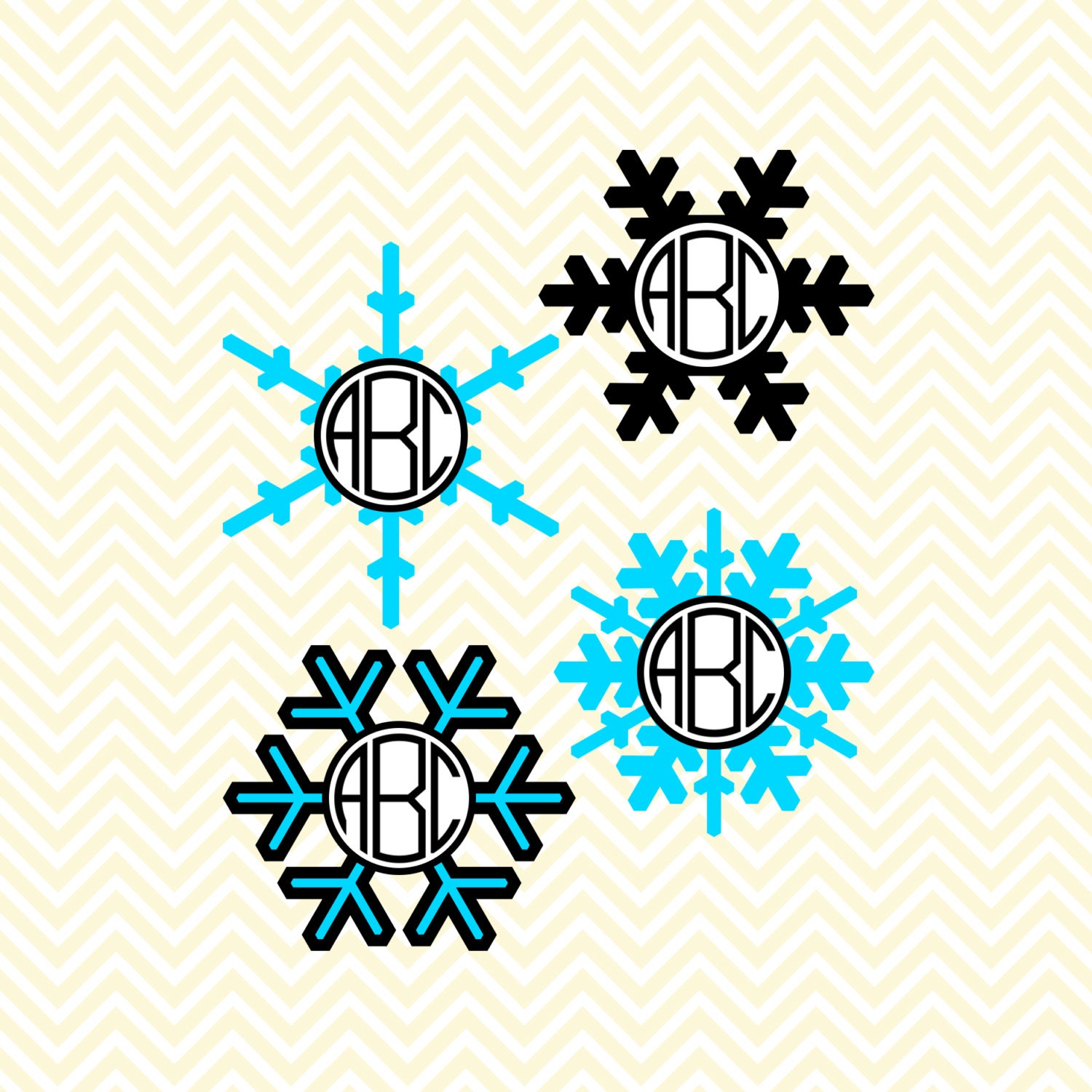 Download Snowflake Monogram Design SVG DXF Files for Cricut Design