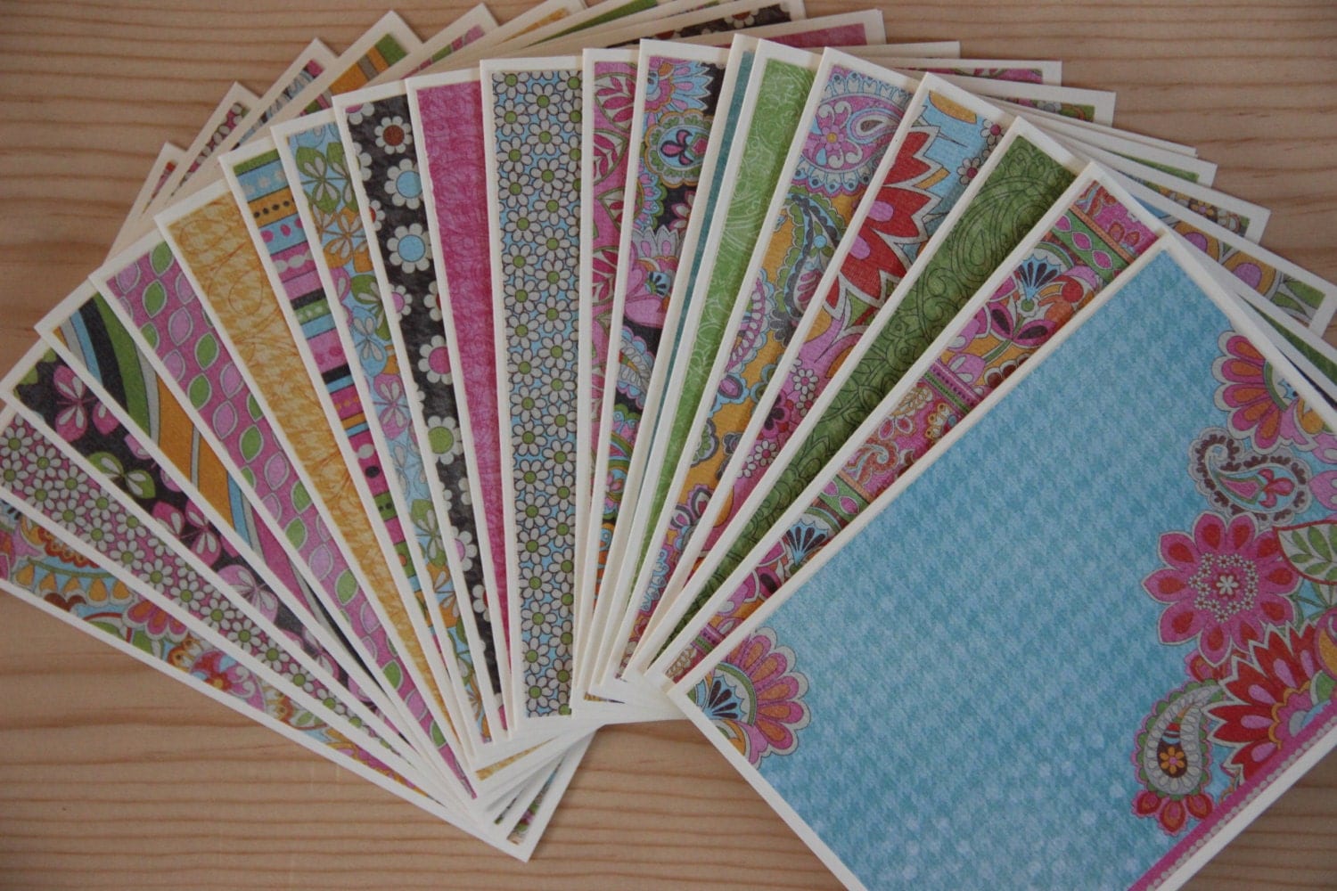 20 Blank Note Cards. Assorted Note Card Set. Paisley Note