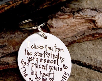 You are my sunshine layered handstamped keychain Heart for