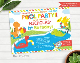 Dinosaur Pool Party Invitations 10