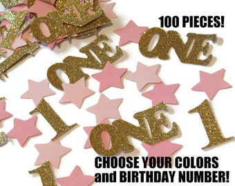 Twinkle Twinkle Little Star first birthday one confetti, pink and gold party, Number 1, Glitter, Stars, Pinks, babys 1st