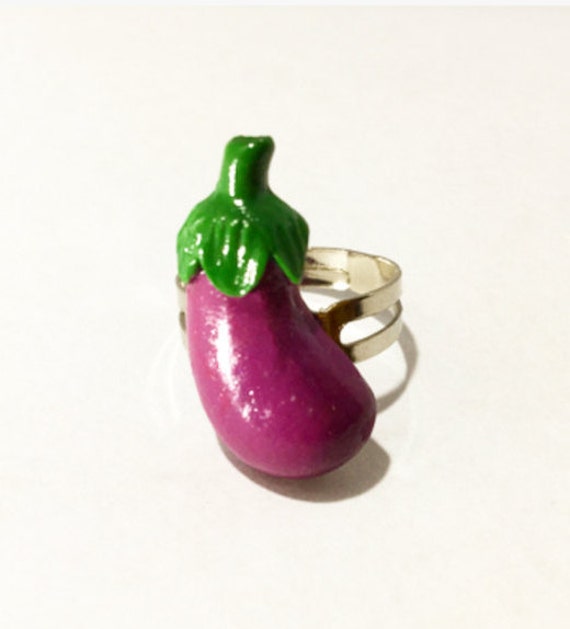 Eggplant rings Eggplant jewelry Vegetable rings Vegetable