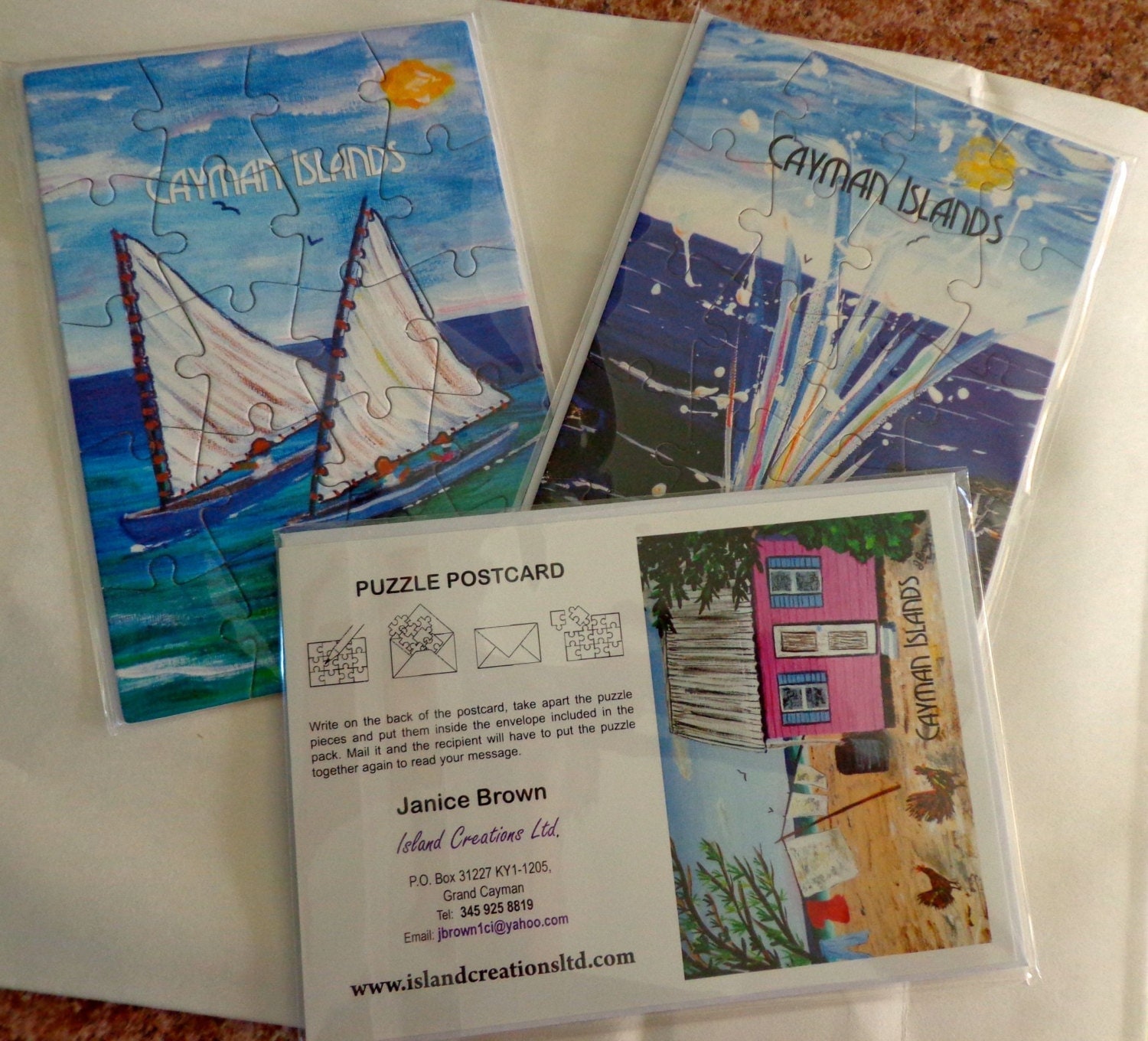 Puzzles 3 Puzzle Postcard Designs from Cayman Islands