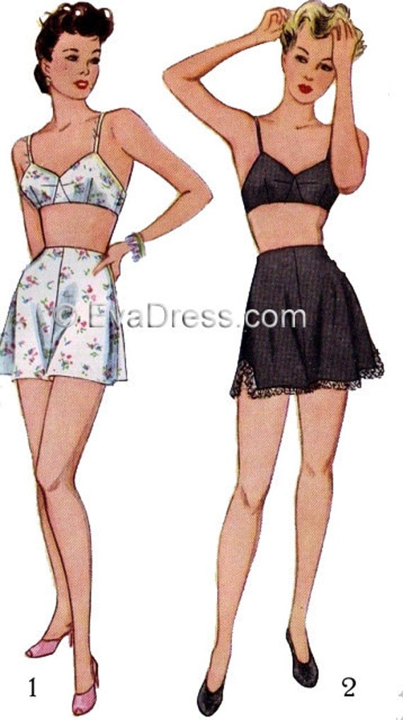 1940s Sewing Patterns – Dresses, Overalls, Lingerie etc 1944 Brassiere & Panties Pattern by EvaDress  AT vintagedancer.com
