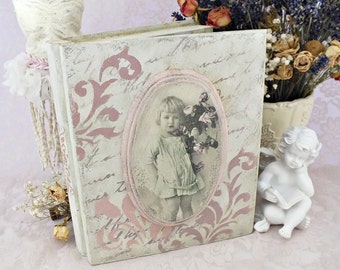 Wooden book box Jewelry storage box Shabby chic box Decoupage box Pink wooden box Jewelry boxes women Wooden keepsake box Book shaped box