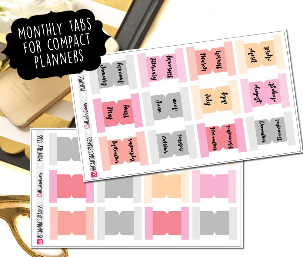 Monthly Tabs Planner Stickers Perfect for by CSiLLUSTRATiONS