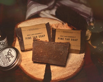 PINE TAR Soap - A Classic Pine Tar Soap for the Perfect Clean! (3.5-ish oz - Made in Canada) Beard Wash, Beard Soap, Body Soap, Soap Bar,