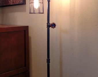 Pipe Floor Lamp 4-fixture Metal Lamp Guard Bulb Cage DOES NOT Include Bulbs