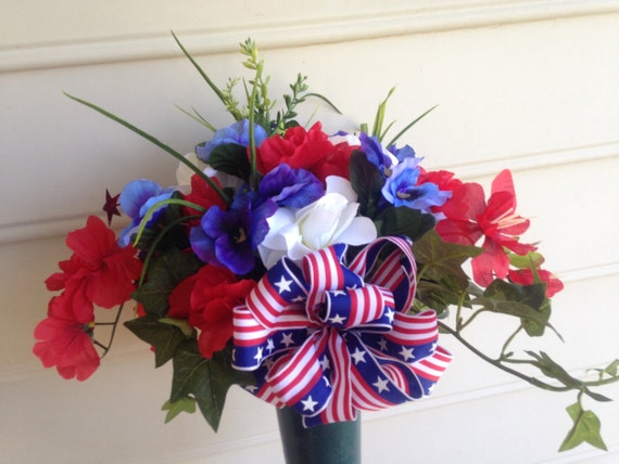 cemetery flower arrangement patriotic cemetery by MadeForBri