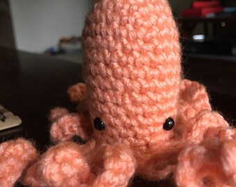 Salmon Pink Crochet Octopus, Amigurumi Octopus, Octopus Plush, Small Octopus Toy, Handmade Octopus Plush, Stuffed Octopus