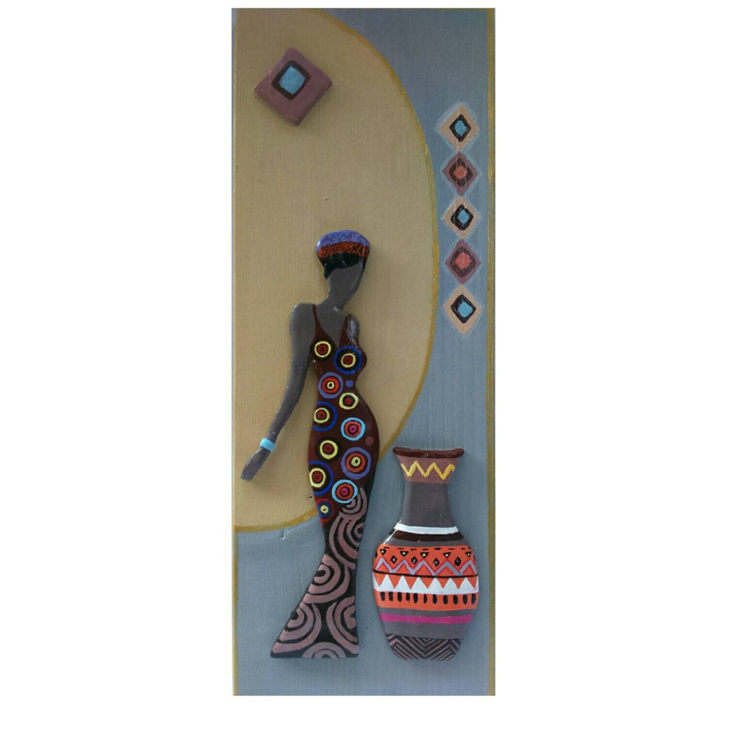 Ceramic Wall art African Women Folk art Home Decor African