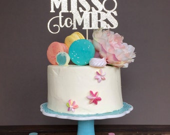 Bridal shower cake topper, From Miss to Mrs cake topper, bridal shower decorations, engagement party decorations, engagement decorations