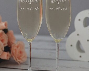 Bridesmaid Champagne Flutes, Custom Champagne Glasses, Bridesmaid Gift, Will You Be My Bridesmaid, Toasting Champagne Flutes, Wedding Party