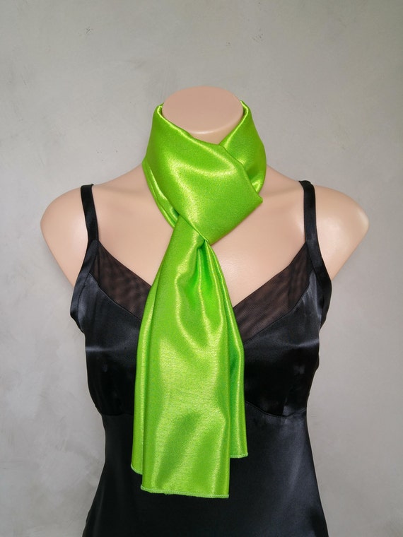 Lime Green Scarf Reversible Green Skinny Scarf Satin Green Scarf Daphne Costume Scarf Satin Lime Scarf Daphne Green Scarf Bright Green Scarf