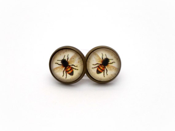 Bee Earrings Queen Bee Jewelry Insect Earrings Nature