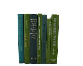 Books by Color, Green Blue Vintage Decorative Books, Housewarming Gift, books by color, decor books, colored books, book set, accent books