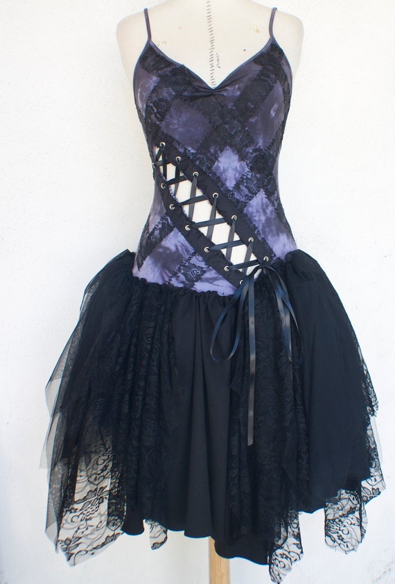 Gothic Dress - Halloween Costume - Gray Smoke Dress - Witch