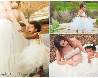 Maternity Tutu, Women's Tulle Skirt, Maternity Photo Shoot Tulle Tutu Skirt, Ivory Tutu Skirt, Floor Length Tulle Skirt - Maternity Pictures