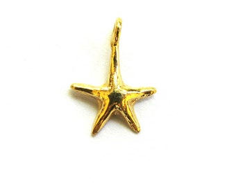 SALE Small Vermeil Starfish Charm 16 mm 2 pcs CH205s