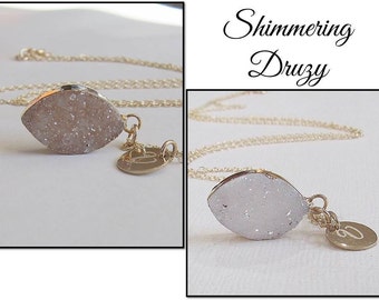 Druzy Necklace, Geode Necklace Personalized Necklace, Agate Necklace, Crystal Necklace, Healing Crystals, Raw Stone Necklace, Gold Druzy