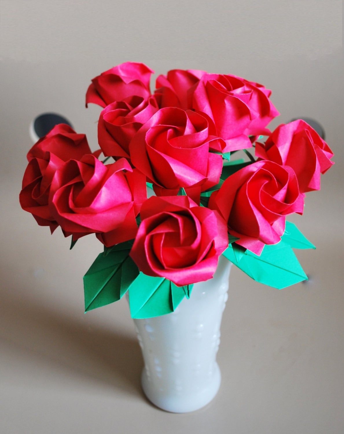 Dozen Roses paper Rose bouquet Origami Roses Red Roses