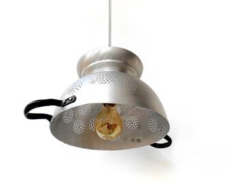 Kitchen Lighting, Ceiling Light, Lighting Fixture, Pendant lighting, Vintage home decor, Colander lamp, Hanging lighting, Vintage colander