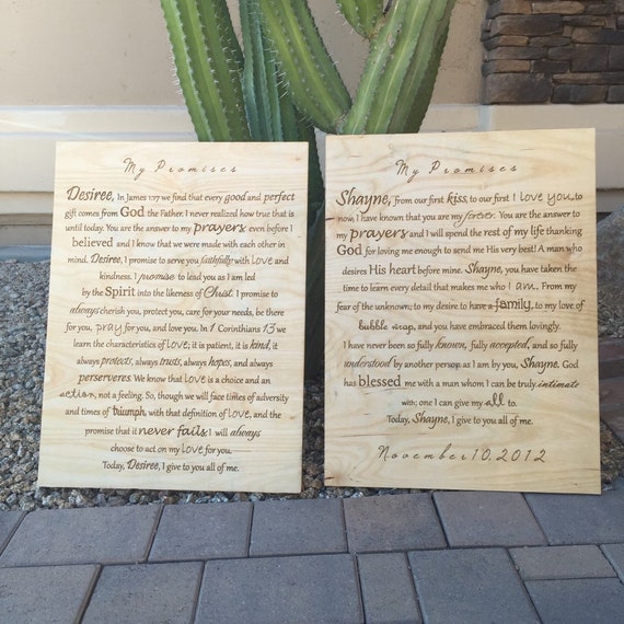 Wedding Vows Engraved Wood Board Wedding Vow by EngraveMyMemories