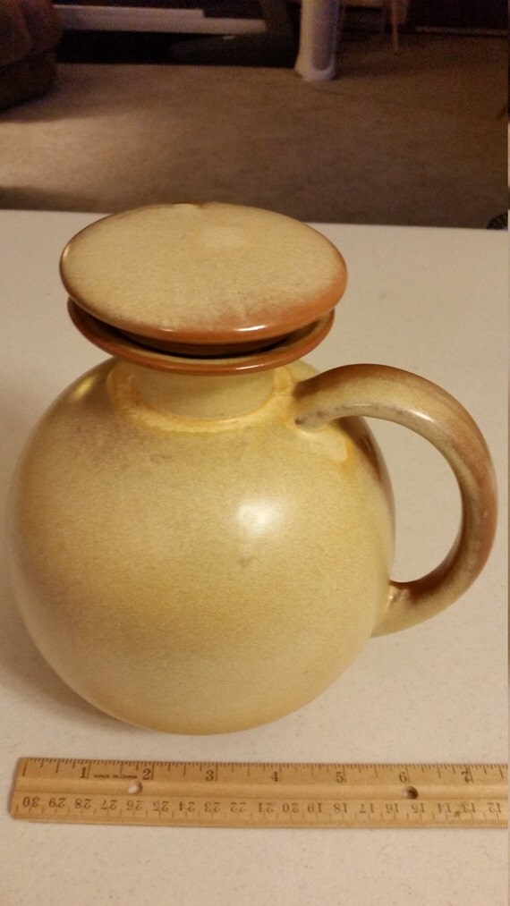 vintage frankoma pottery pitcher 82 jug w/ lid brown satin