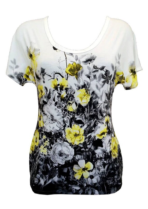 Floral Plus Size Shirt Yellow flowers Cotton Shirt by tamarziv