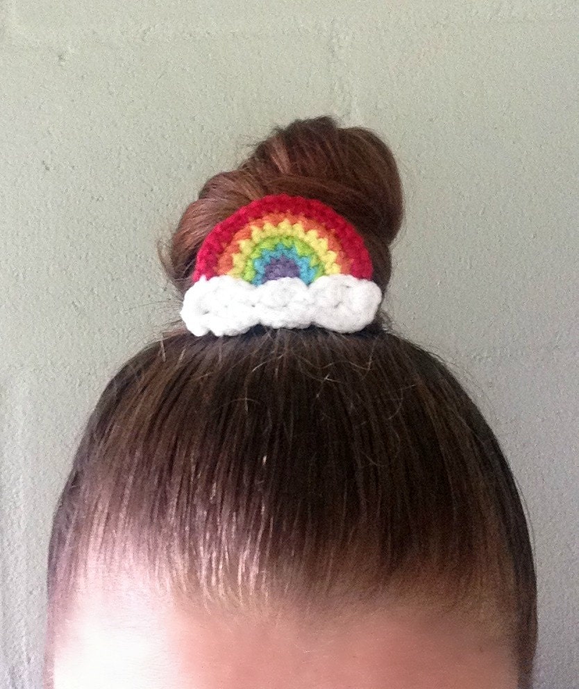 Rainbow Hair Barrette Crochet Rainbow Hair Clip by RebelSkein