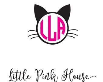 cat monogram SVG, cat svg, black cat svg, black cat, kitty svg, kitten svg, kitten monogram, monogram frame, monogram svg, animal svg, dxf