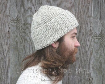 Man knit hat, Winter hat ,Mens knit hat,Knit hat man - Man wool hat || 100% Canadian wool // The Classic Cuffed Beanie | Oatmeal
