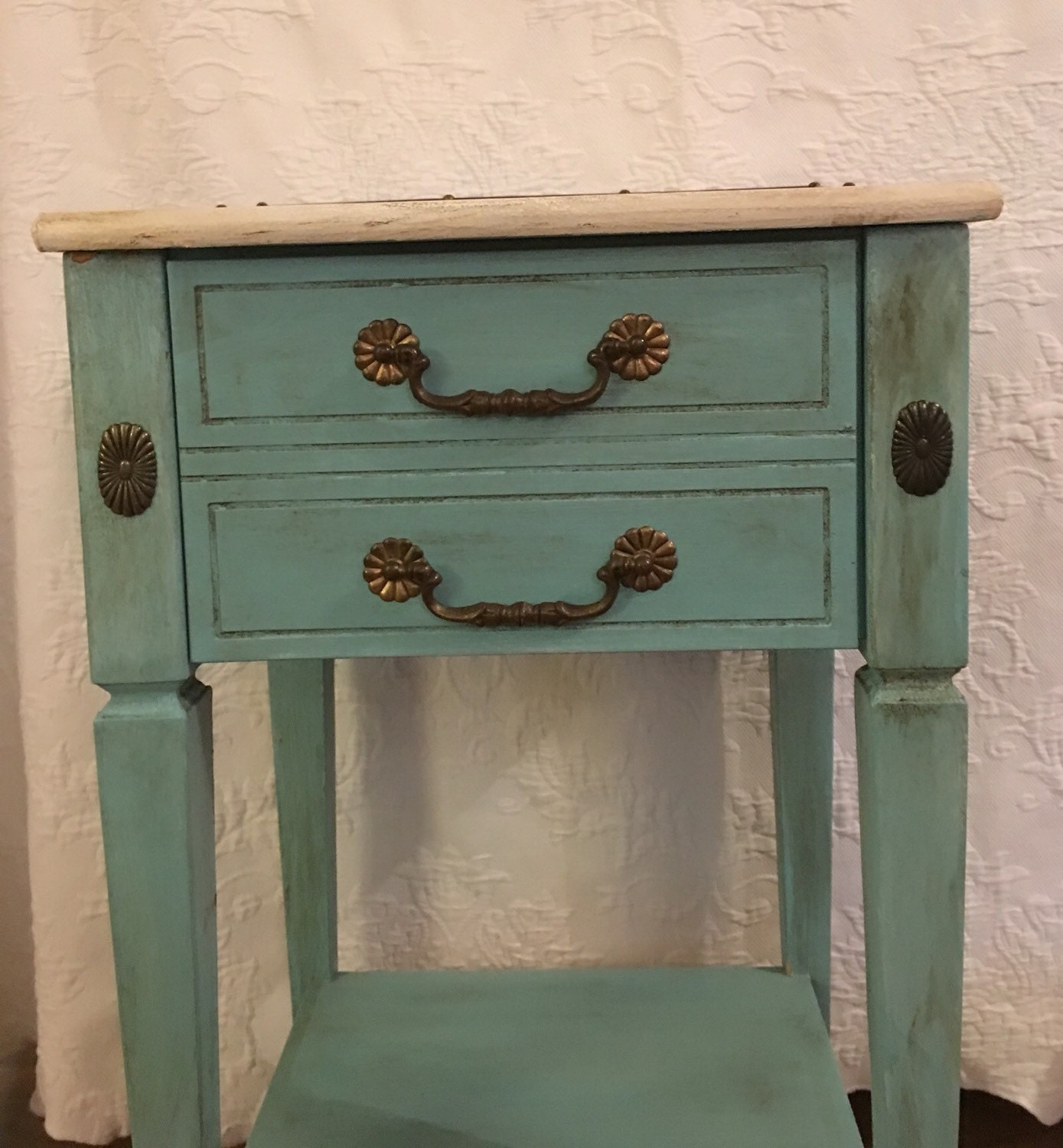 RESERVED Blue Gray Nightstand / Bedside by FrenchTwistAtlanta