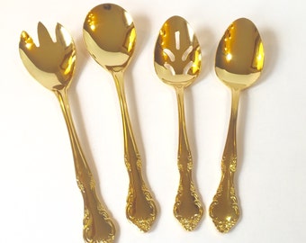 Vintage gold fork and spoon – Etsy