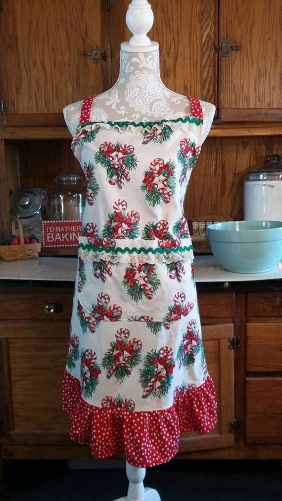 Candy Cane Apron by KitchenKalicos on Etsy
