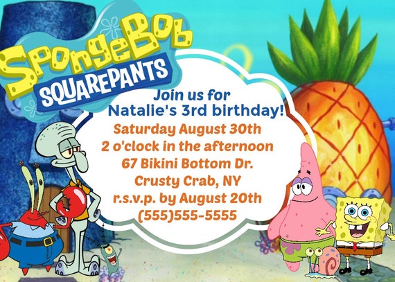 Spongebob Birthday Invitations