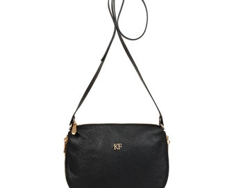 Leather Cross body Bag, Black Leather Shoulder Bag, Women's Leather Crossbody Bag, Leather bag KF-523