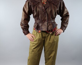 Vintage leather jacket with elaborate embroidery