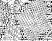 Download Items similar to Coloring Page, Zentangle, Squares and Bricks, Adult Coloring Page, Digital ...