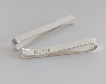 Personalized Hidden Message Tie Clip,Back Side Engraving Tie Clip,Wedding Date Tie Clip, Blank Tie Clip,Tie Clip for Best Man,Groom Tie Clip
