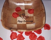 HAPPY ANNIVERSARY hand painted engraved unique gift NATURAL wooden bamboo bowl party table decoration #anniversary
