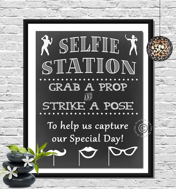 Photo Booth Sign Selfie Station Poster 5x7 8x10 and 11x14